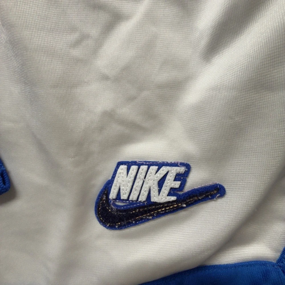 Nike Vintage Basketball Shorts Mens Large White Blue Striped Athletic Gym Mesh